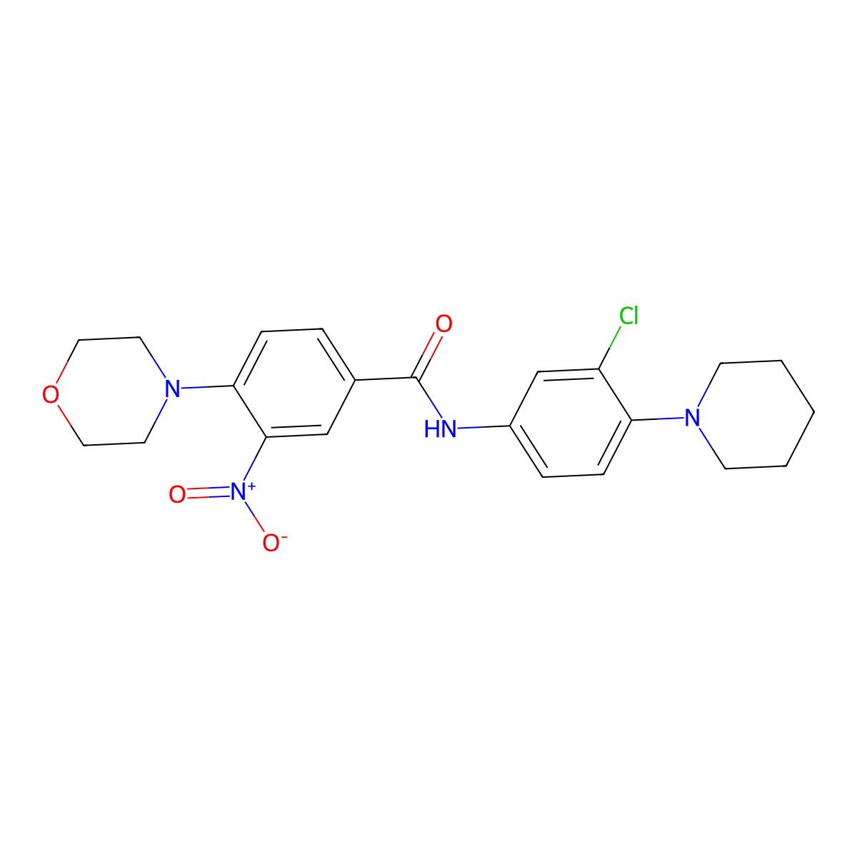 N-(3-chloro-4-piperidin-1-ylphenyl)-4-morpholin-4-yl-3-nitrobenzamide molecular structure, CAS 832107-64-9