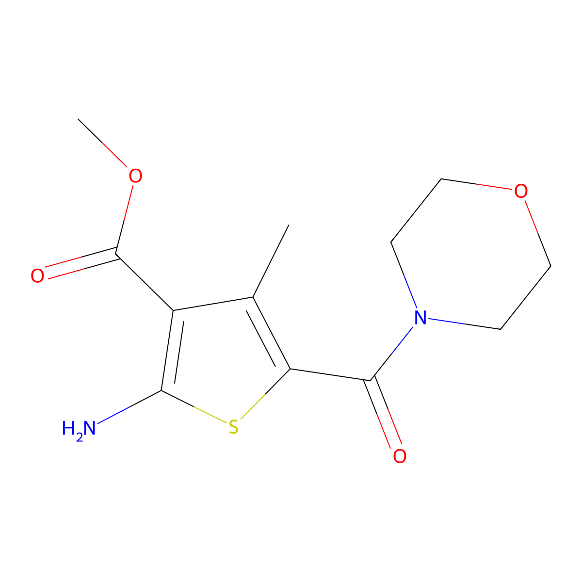 Methyl 2-amino-4-methyl-5-(morpholin-4-ylcarbonyl)thiophene-3-carboxylate molecular structure, CAS 832107-65-0
