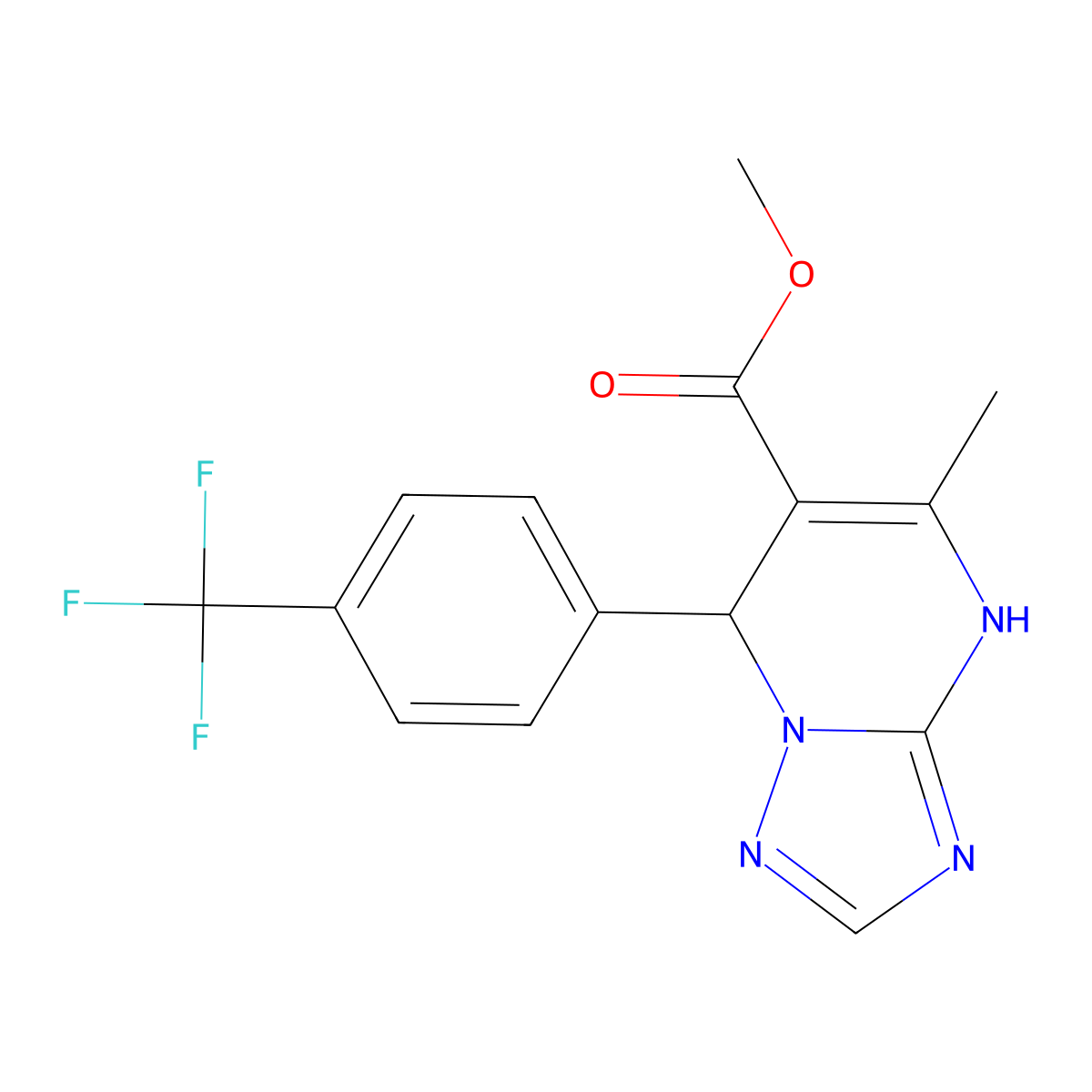 Methyl 5-methyl-7-(4-(trifluoromethyl)phenyl)-4,7-dihydro-[1,2,4]triazolo[1,5-a]pyrimidine-6-carboxylate molecular structure, CAS 832107-66-1