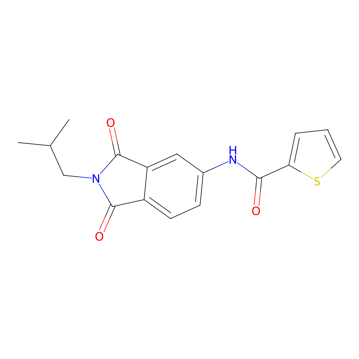 N-[2-(2-methylpropyl)-1,3-dioxoisoindol-5-yl]thiophene-2-carboxamide molecular structure, CAS 832107-77-4