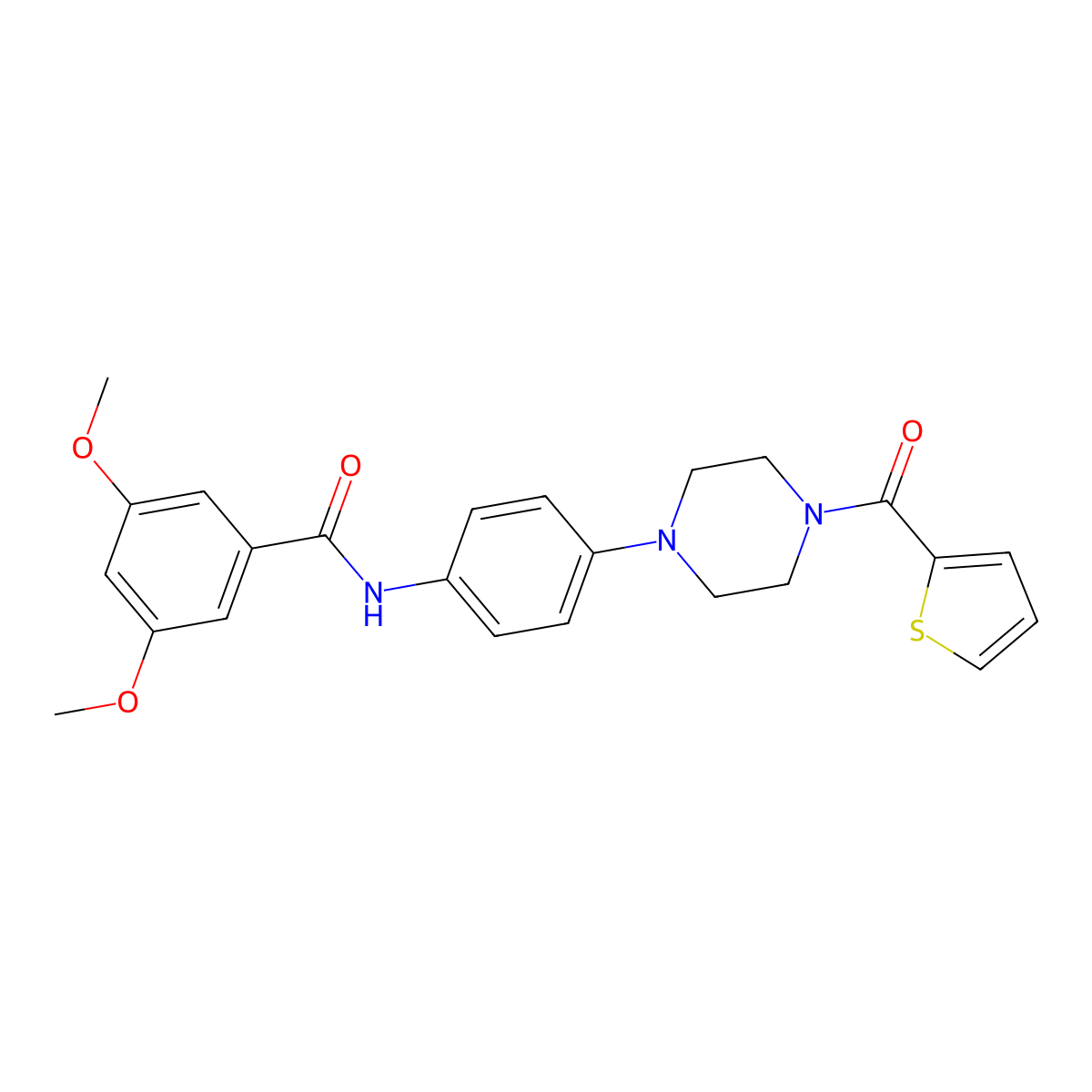 3,5-dimethoxy-N-[4-[4-(thiophene-2-carbonyl)piperazin-1-yl]phenyl]benzamide molecular structure, CAS 832108-13-1