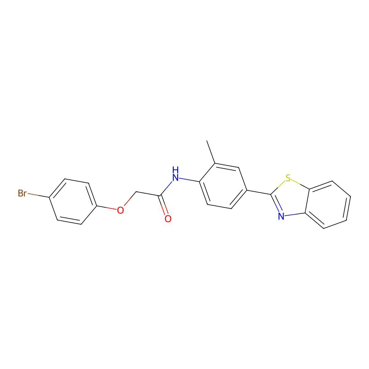N-[4-(1,3-benzothiazol-2-yl)-2-methylphenyl]-2-(4-bromophenoxy)acetamide molecular structure, CAS 832108-15-3