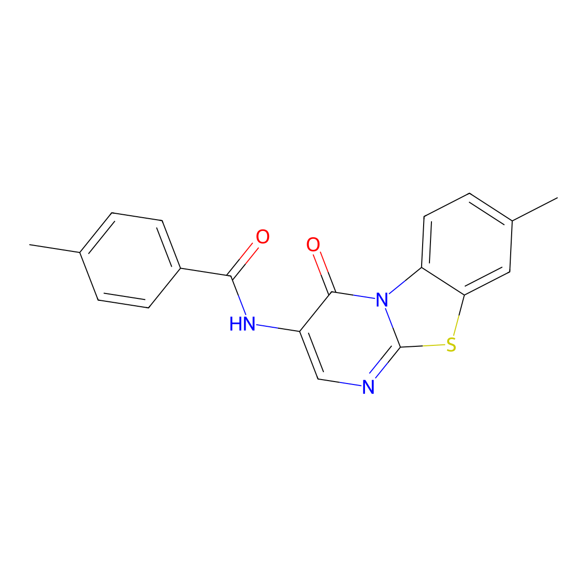 4-methyl-N-(8-methyl-4-oxo-4H-pyrimido[2,1-b][1,3]benzothiazol-3-yl)benzamide molecular structure, CAS 832108-19-7