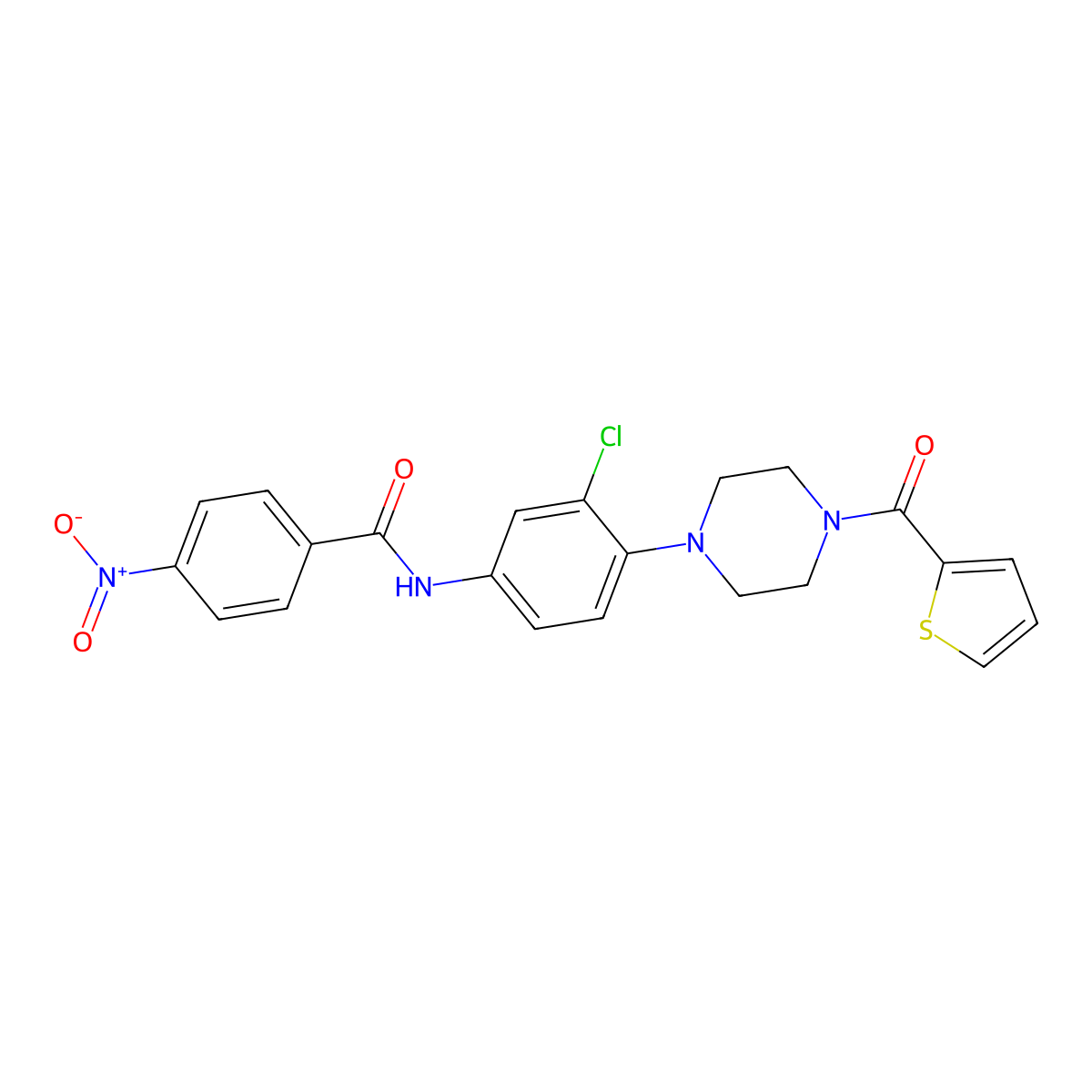 N-[3-chloro-4-[4-(thiophene-2-carbonyl)piperazin-1-yl]phenyl]-4-nitrobenzamide molecular structure, CAS 832108-70-0