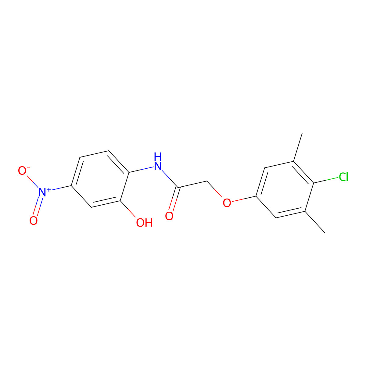 2-(4-chloro-3,5-dimethylphenoxy)-N-(2-hydroxy-4-nitrophenyl)acetamide molecular structure, CAS 832108-72-2