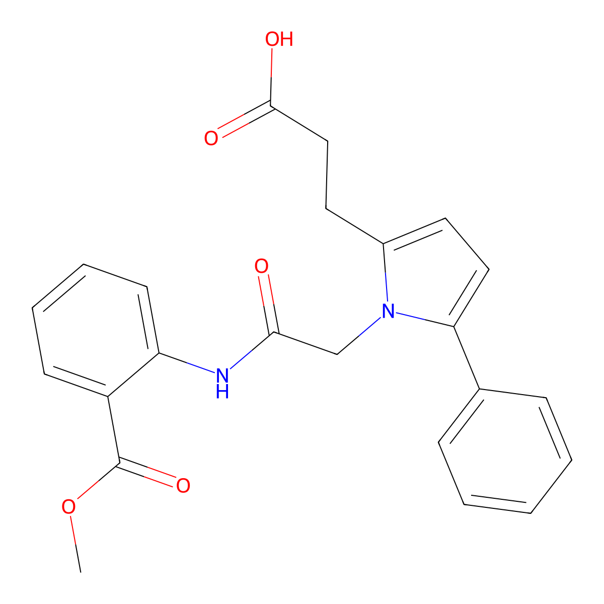3-[1-(2-{[2-(methoxycarbonyl)phenyl]amino}-2-oxoethyl)-5-phenyl-1H-pyrrol-2-yl]propanoic acid molecular structure, CAS 832108-85-7