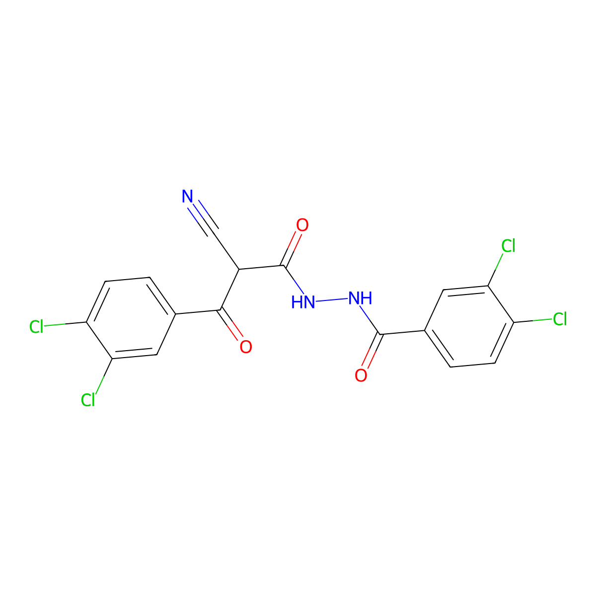 3,4-dichloro-N'-[2-cyano-3-(3,4-dichlorophenyl)-3-oxopropanoyl]benzohydrazide molecular structure, CAS 832108-94-8