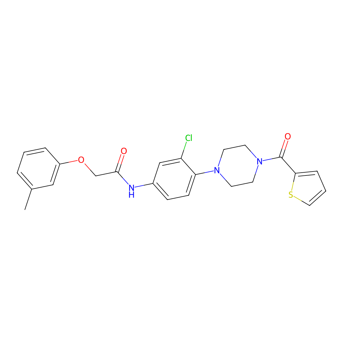 N-[3-chloro-4-[4-(thiophene-2-carbonyl)piperazin-1-yl]phenyl]-2-(3-methylphenoxy)acetamide molecular structure, CAS 832109-02-1