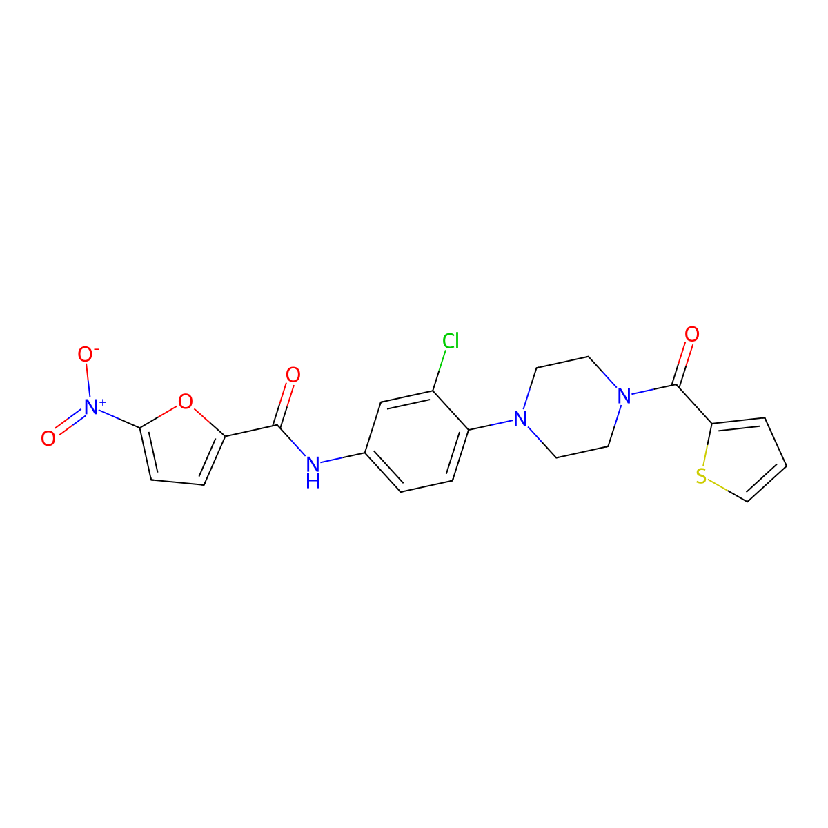 N-[3-chloro-4-[4-(thiophene-2-carbonyl)piperazin-1-yl]phenyl]-5-nitrofuran-2-carboxamide molecular structure, CAS 832109-11-2