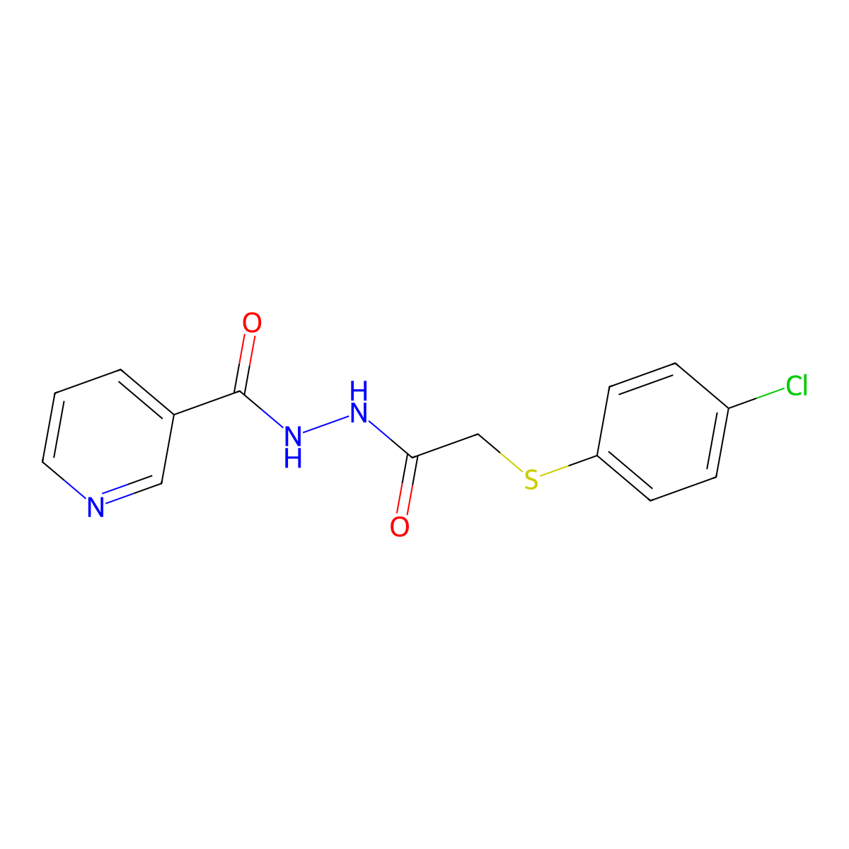 N'-[2-(4-chlorophenyl)sulfanylacetyl]pyridine-3-carbohydrazide molecular structure, CAS 832109-33-8
