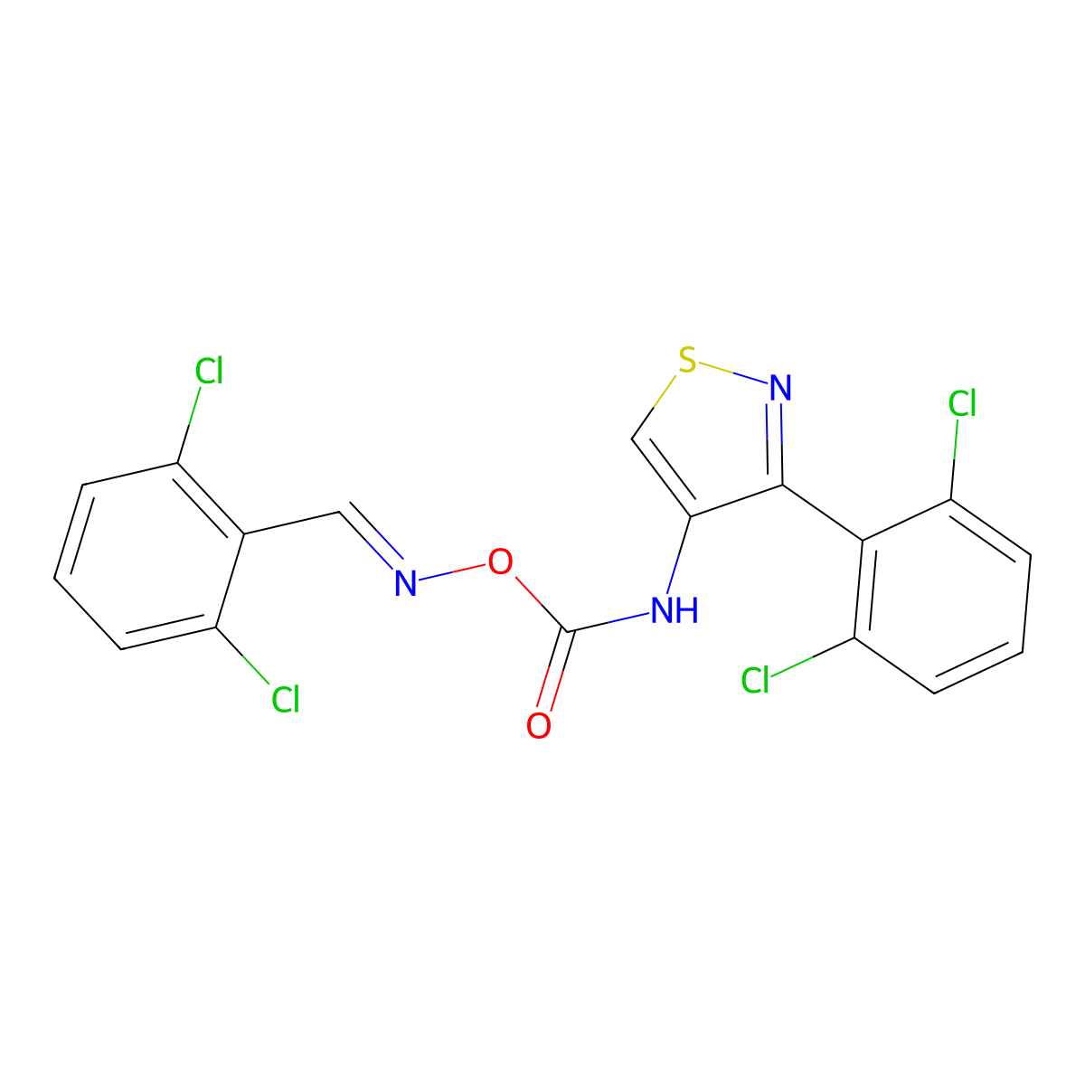 [3-(2,6-Dichlorophenyl)-isothiazol-4-yl]-carbamoyl 2,6-dichlorobenzaldehyde oxime molecular structure, CAS 832113-70-9