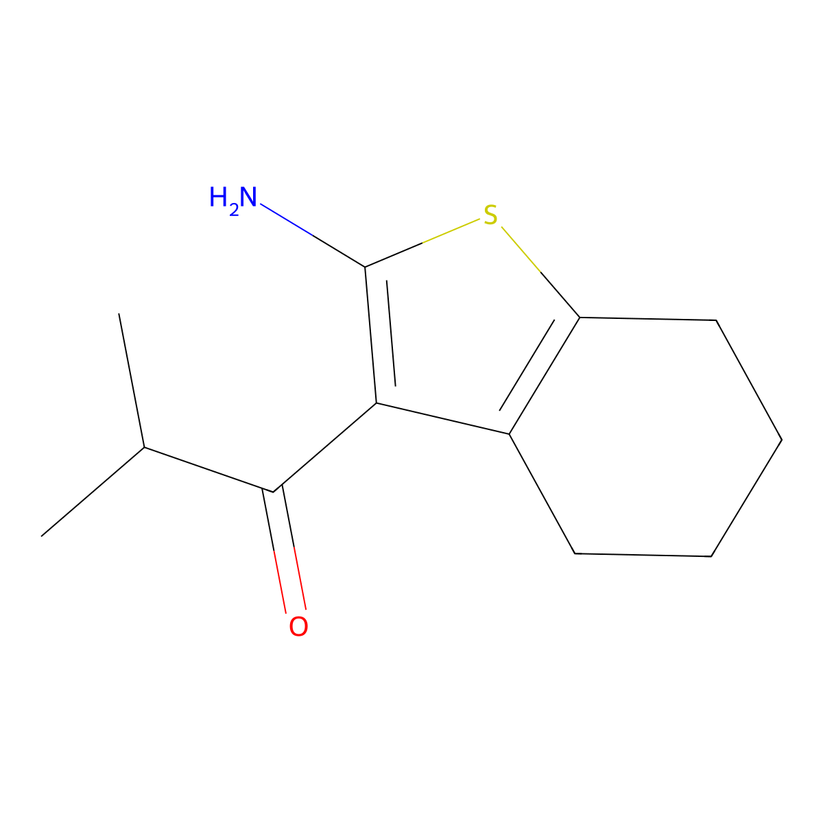 1-(2-Amino-4,5,6,7-tetrahydro-1-benzothiophen-3-yl)-2-methylpropan-1-one molecular structure, CAS 832113-97-0