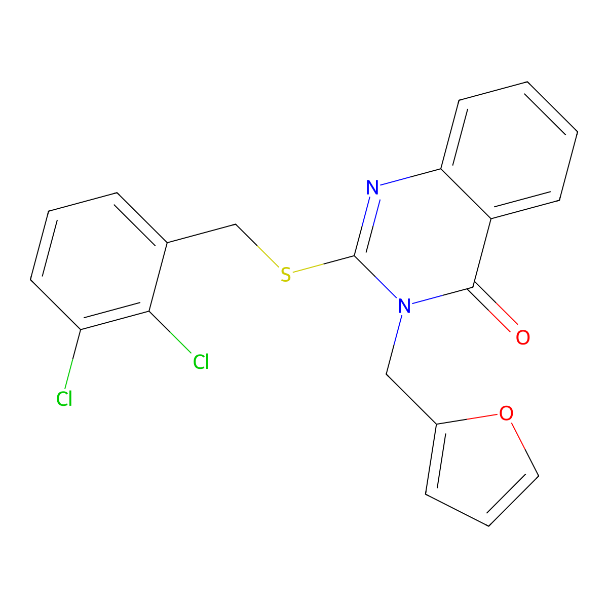 2-[(2,3-dichlorobenzyl)sulfanyl]-3-(furan-2-ylmethyl)quinazolin-4(3H)-one molecular structure, CAS 832114-57-5