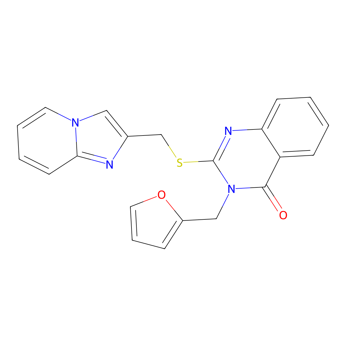 3-(furan-2-ylmethyl)-2-[(imidazo[1,2-a]pyridin-2-ylmethyl)sulfanyl]quinazolin-4(3H)-one molecular structure, CAS 832114-62-2