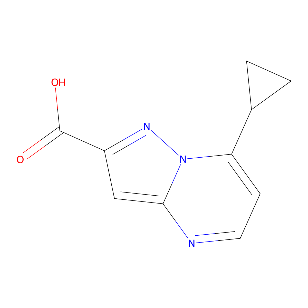 7-Cyclopropylpyrazolo[1,5-a]pyrimidine-2-carboxylic acid molecular structure, CAS 832114-69-9