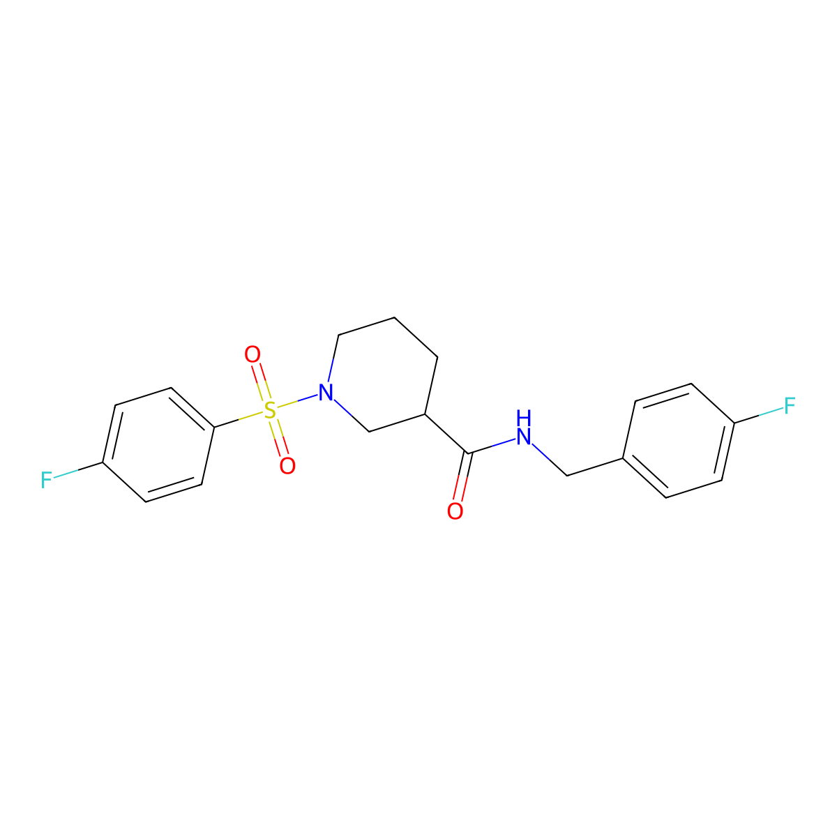 N-(4-Fluorobenzyl)-1-[(4-fluorophenyl)sulfonyl]-3-piperidinecarboxamide molecular structure, CAS 832114-76-8