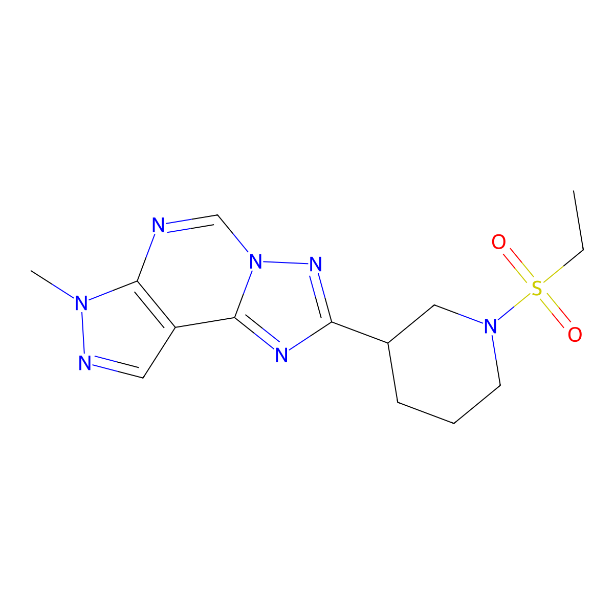 2-(1-(ethylsulfonyl)piperidin-3-yl)-7-methyl-7H-pyrazolo[4,3-e][1,2,4]triazolo[1,5-c]pyrimidine molecular structure, CAS 832114-83-7