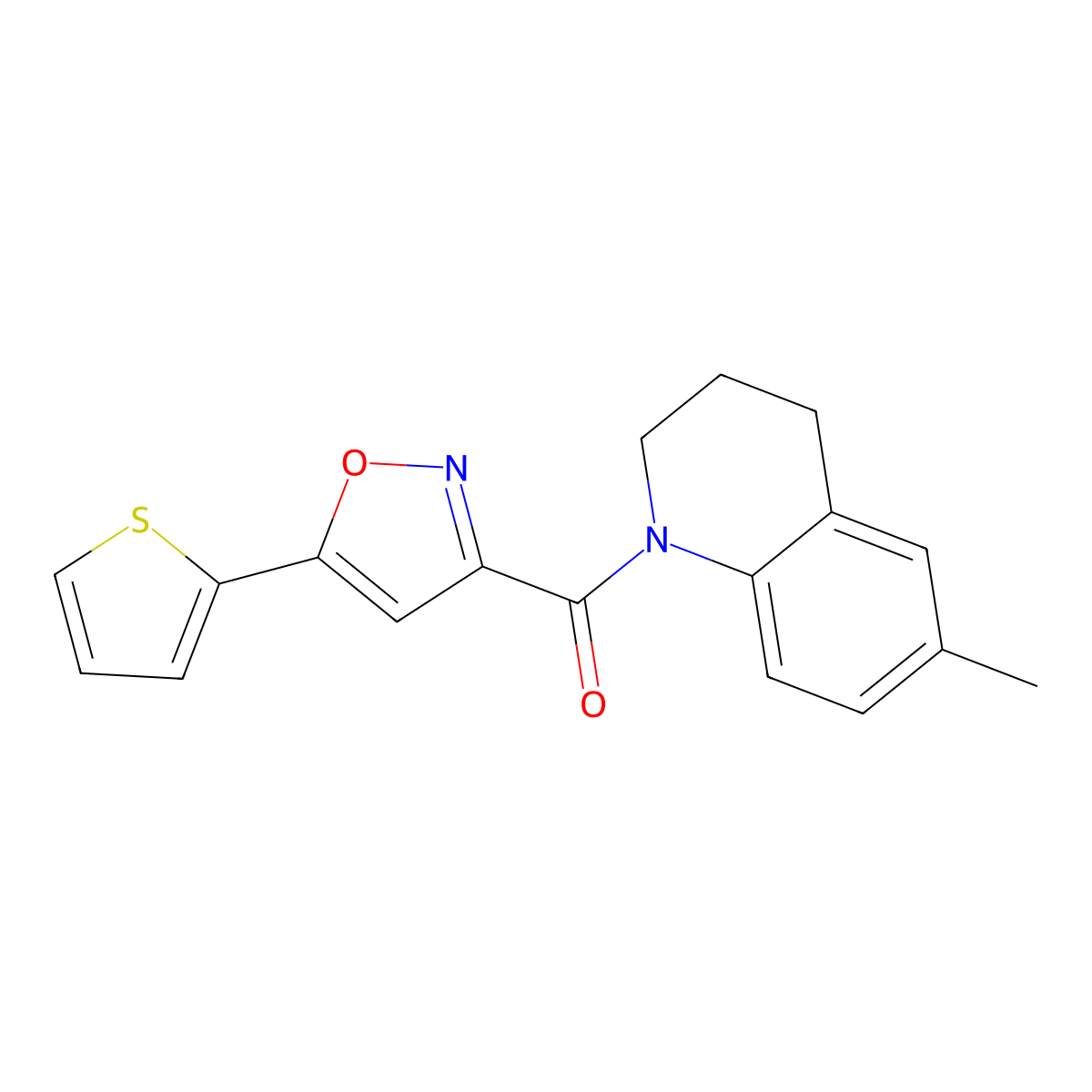 (6-methyl-3,4-dihydroquinolin-1(2H)-yl)[5-(thiophen-2-yl)-1,2-oxazol-3-yl]methanone molecular structure, CAS 832115-08-9