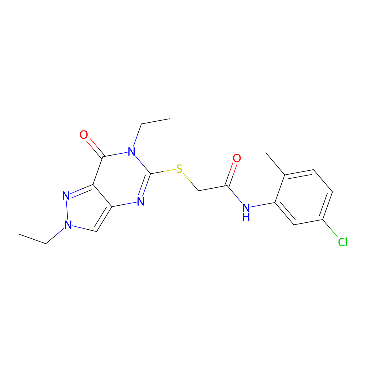 N-(5-chloro-2-methylphenyl)-2-[(2,6-diethyl-7-oxo-6,7-dihydro-2H-pyrazolo[4,3-d]pyrimidin-5-yl)sulfanyl]acetamide molecular structure, CAS 832115-26-1