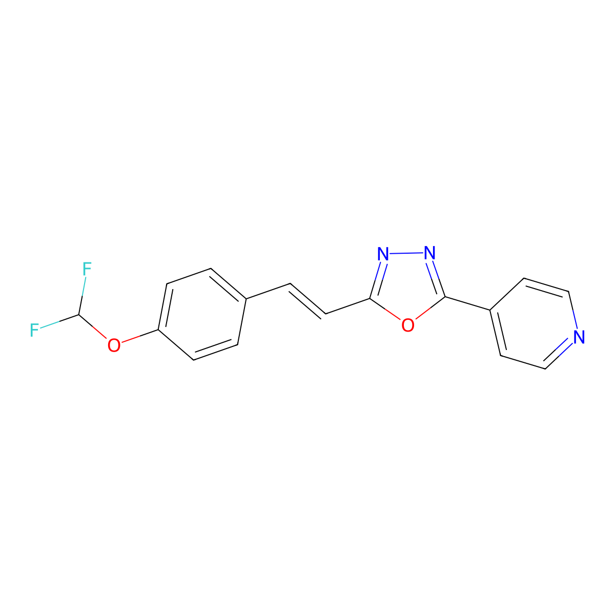 4-[5-[2-[4-(Difluoromethoxy)phenyl]ethenyl]-1,3,4-oxadiazol-2-yl]pyridine molecular structure, CAS 832115-63-6