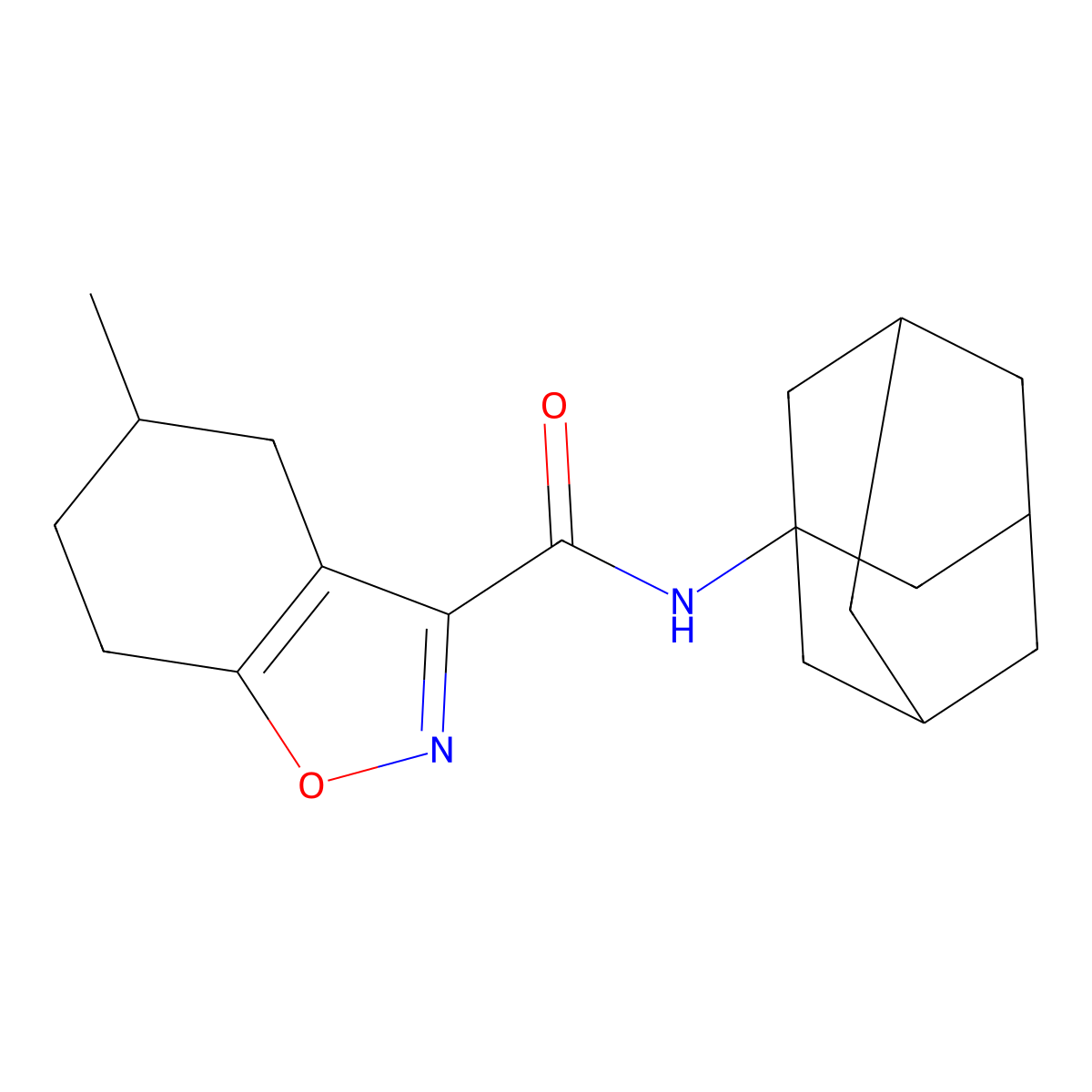 N-(1-adamantyl)-5-methyl-4,5,6,7-tetrahydro-1,2-benzoxazole-3-carboxamide molecular structure, CAS 832118-75-9