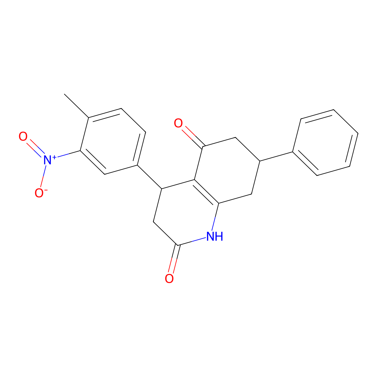 4-(4-Methyl-3-nitrophenyl)-7-phenyl-1,3,4,6,7,8-hexahydroquinoline-2,5-dione molecular structure, CAS 832118-94-2