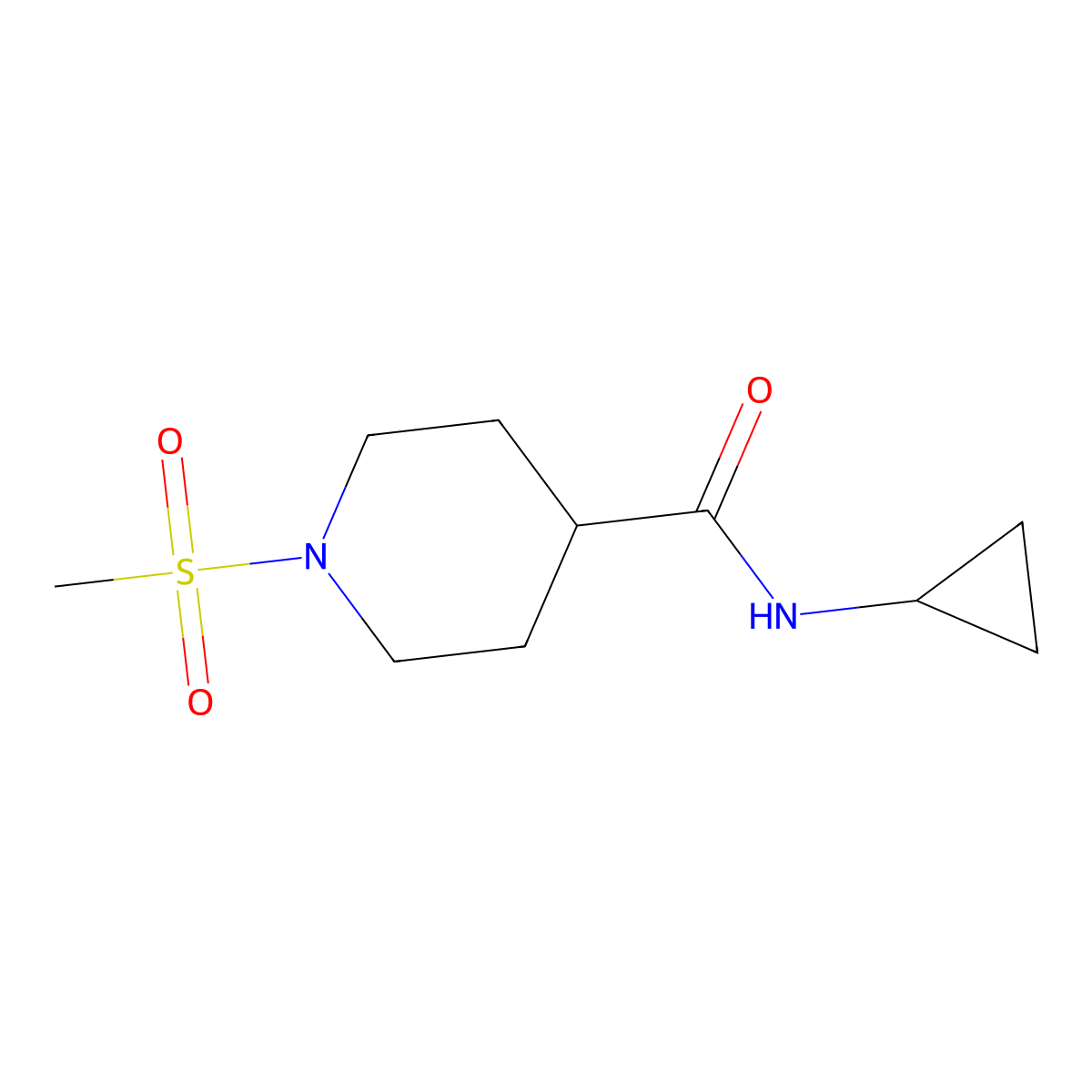 N-Cyclopropyl-1-methanesulfonylpiperidine-4-carboxamide molecular structure, CAS 832119-05-8