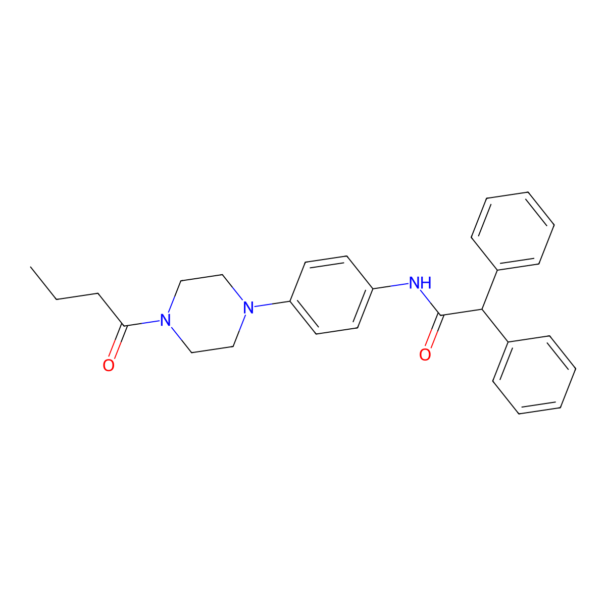 N-[4-(4-butanoylpiperazin-1-yl)phenyl]-2,2-diphenylacetamide molecular structure, CAS 832119-06-9