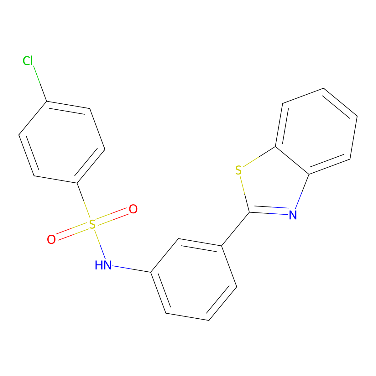 N-[3-(1,3-benzothiazol-2-yl)phenyl]-4-chlorobenzenesulfonamide molecular structure, CAS 832119-26-3