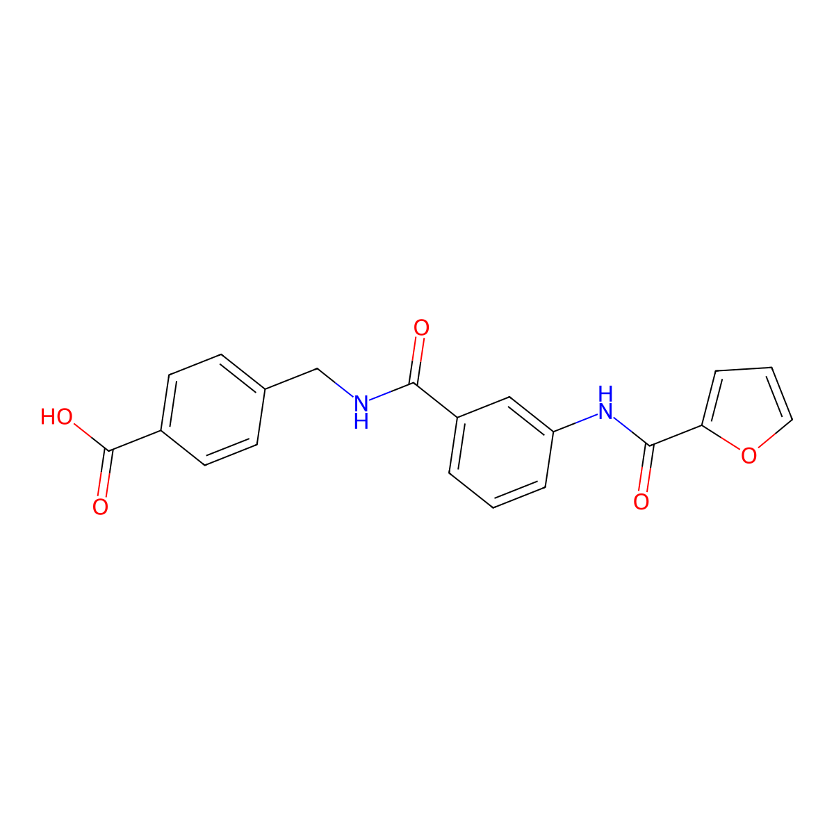 4-({[3-(2-Furylcarbonylamino)phenyl]carbonylamino}methyl)benzoic acid molecular structure, CAS 832119-48-9
