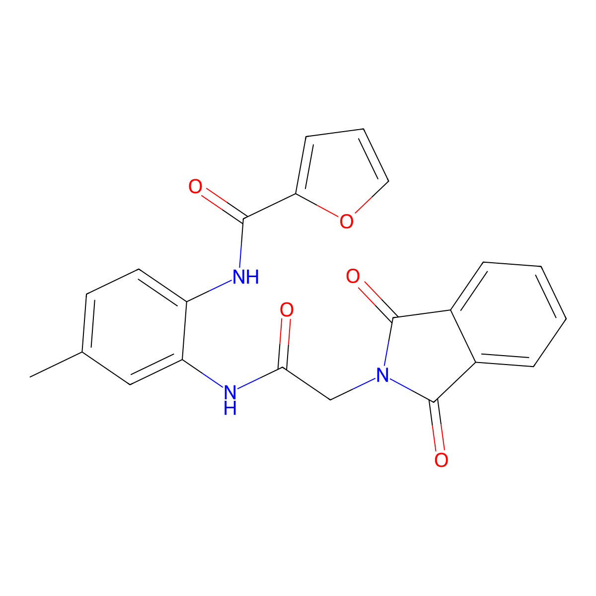 N-[2-[[2-(1,3-dioxoisoindol-2-yl)acetyl]amino]-4-methylphenyl]furan-2-carboxamide molecular structure, CAS 832119-60-5