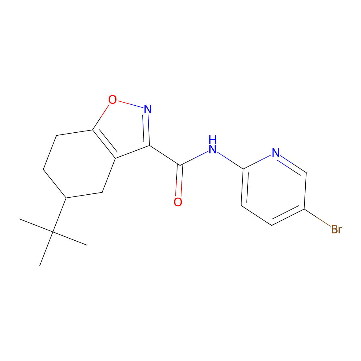 N-(5-bromopyridin-2-yl)-5-tert-butyl-4,5,6,7-tetrahydro-1,2-benzoxazole-3-carboxamide molecular structure, CAS 832119-61-6