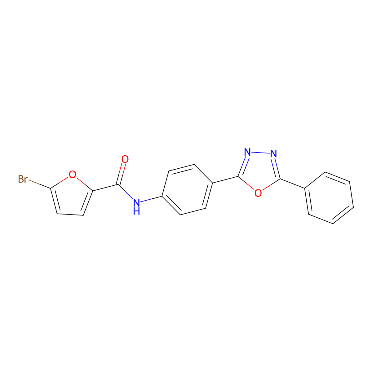 5-bromo-N-[4-(5-phenyl-1,3,4-oxadiazol-2-yl)phenyl]furan-2-carboxamide molecular structure, CAS 832119-66-1