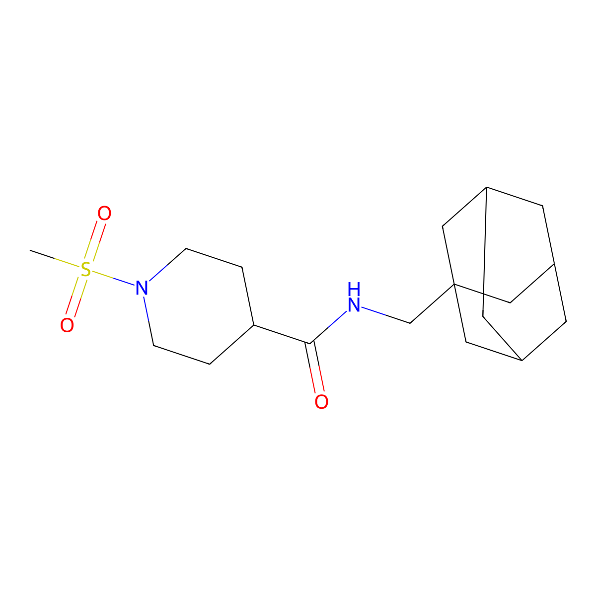 N-(1-adamantylmethyl)-1-methylsulfonylpiperidine-4-carboxamide molecular structure, CAS 832119-67-2