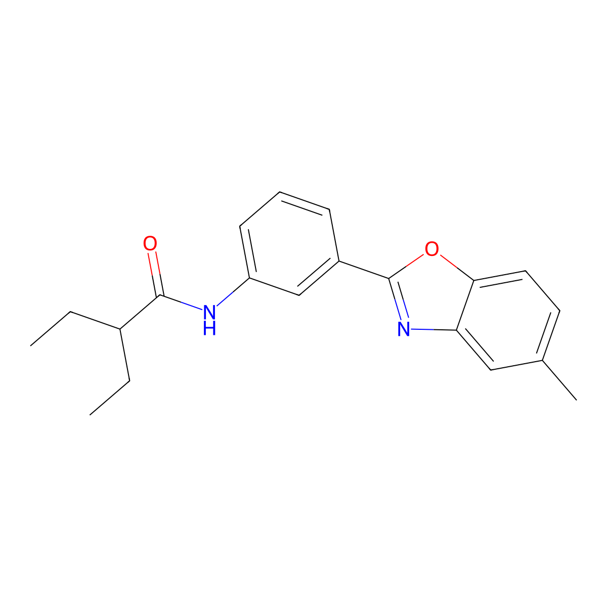 2-ethyl-N-[3-(5-methyl-1,3-benzoxazol-2-yl)phenyl]butanamide molecular structure, CAS 832119-99-0