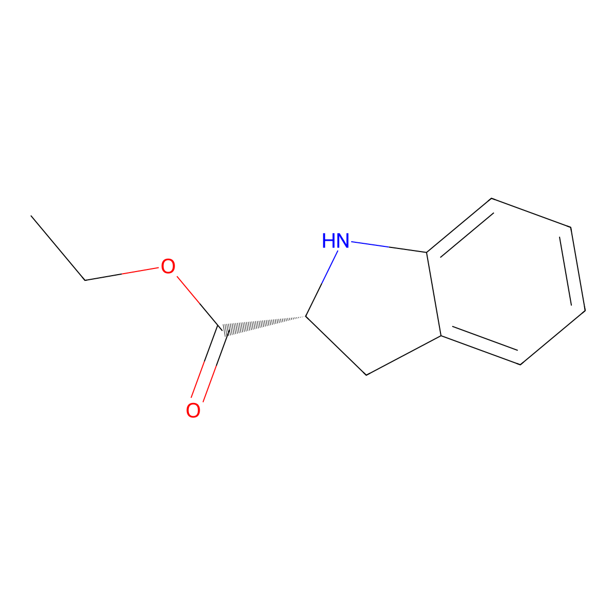 ethyl (2R)-2,3-dihydro-1H-indole-2-carboxylate molecular structure, CAS 83212-48-0