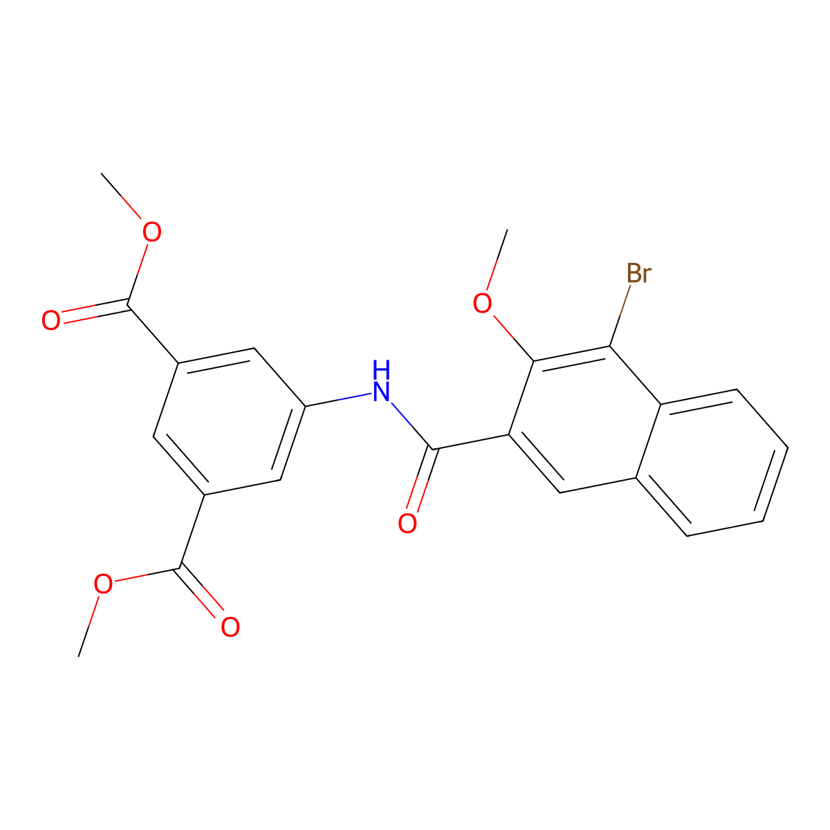 Dimethyl 5-[(4-bromo-3-methoxy-2-naphthoyl)amino]isophthalate molecular structure, CAS 832120-08-8
