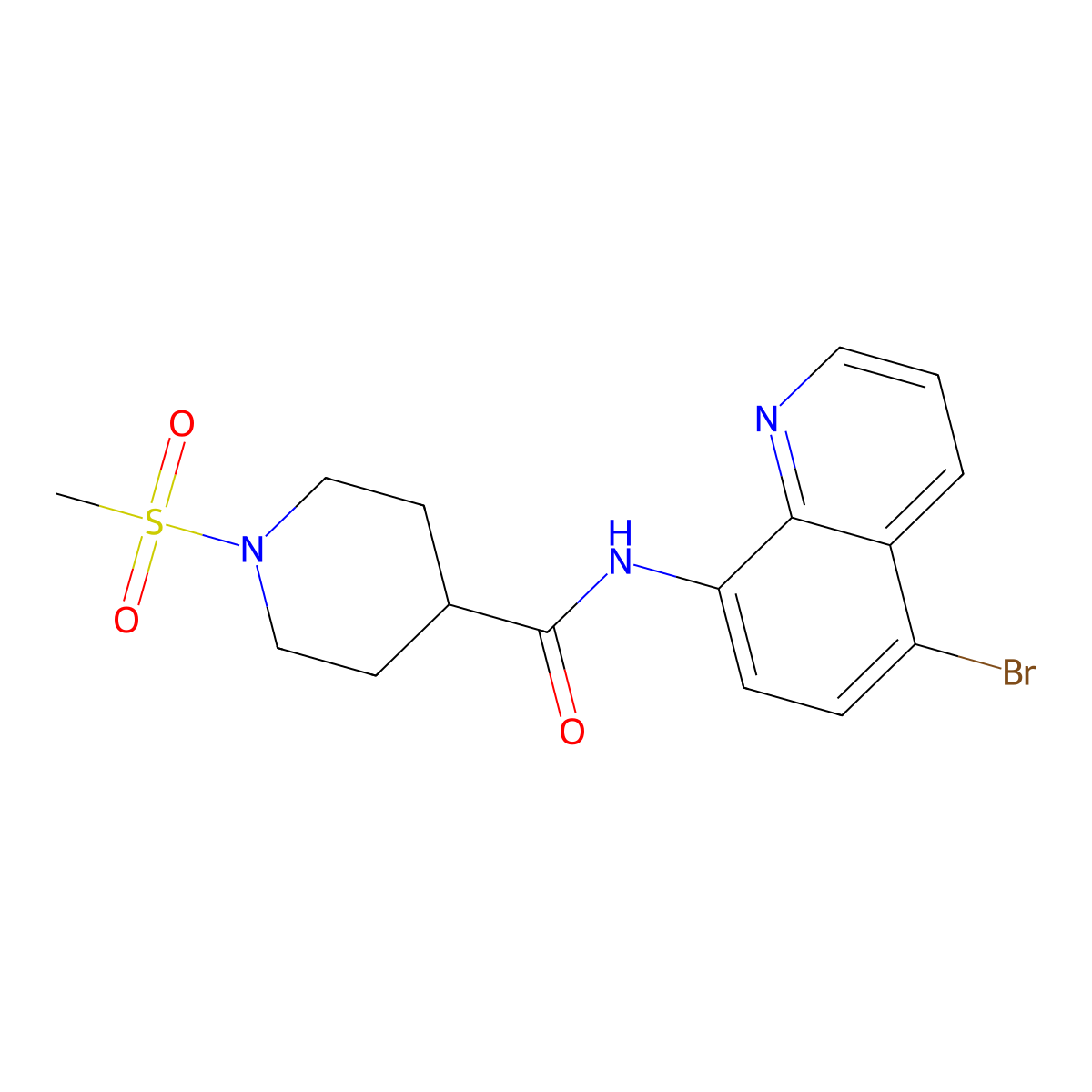N-(5-bromoquinolin-8-yl)-1-(methylsulfonyl)piperidine-4-carboxamide molecular structure, CAS 832120-38-4