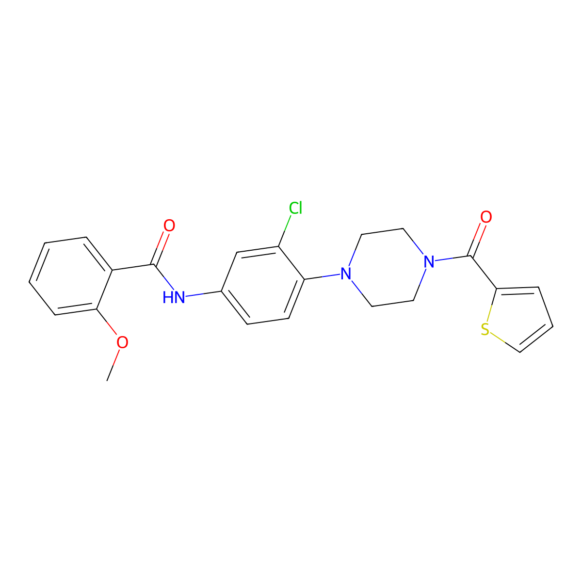 N-[3-chloro-4-[4-(thiophene-2-carbonyl)piperazin-1-yl]phenyl]-2-methoxybenzamide molecular structure, CAS 832120-45-3