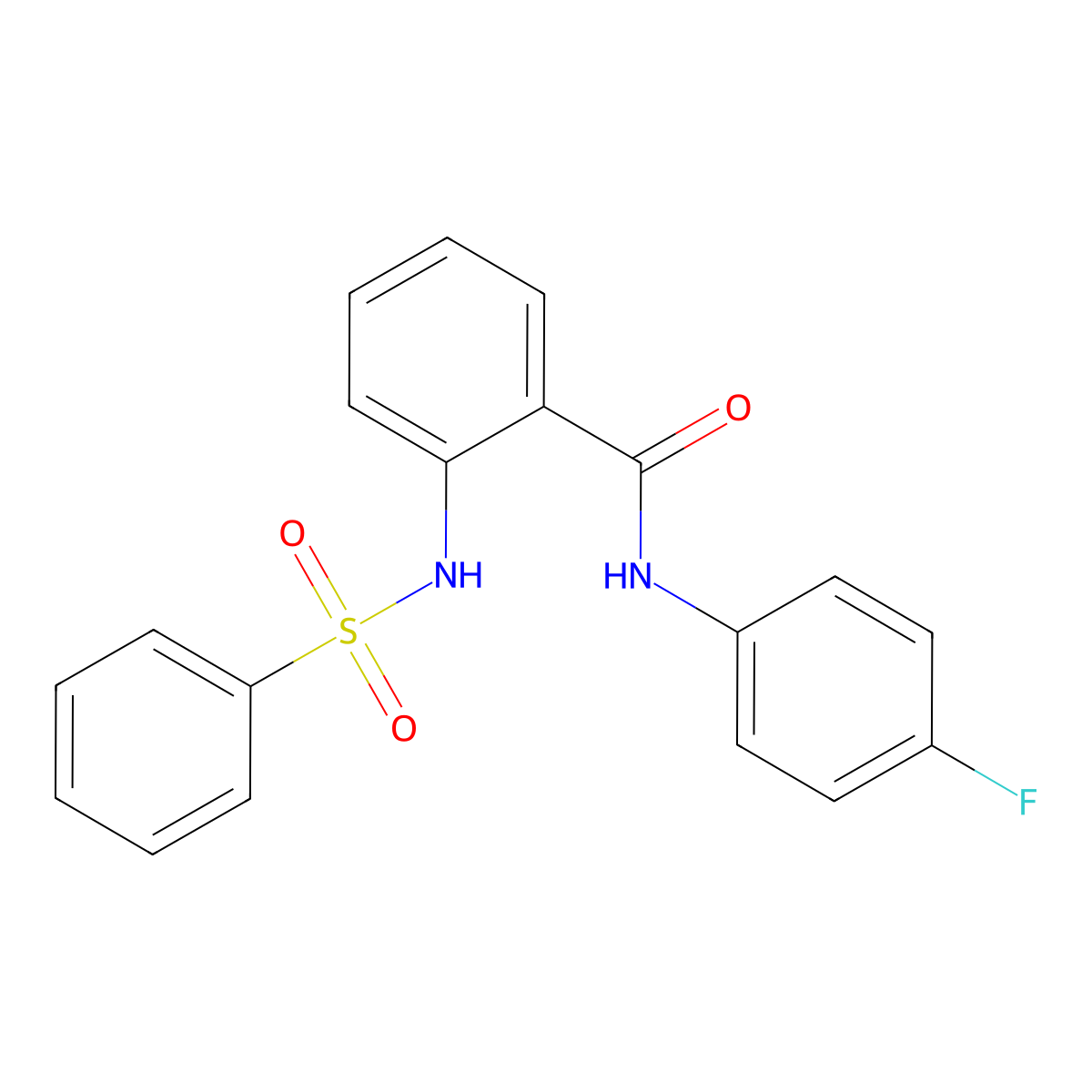 2-(benzenesulfonamido)-N-(4-fluorophenyl)benzamide molecular structure, CAS 832120-61-3