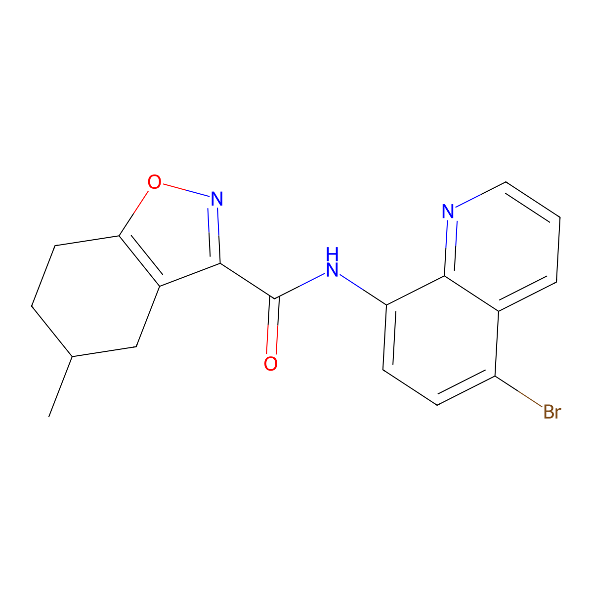 N-(5-bromoquinolin-8-yl)-5-methyl-4,5,6,7-tetrahydro-1,2-benzoxazole-3-carboxamide molecular structure, CAS 832120-75-9