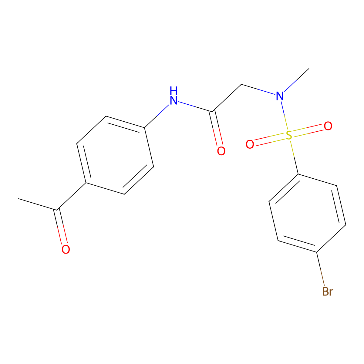 N-(4-acetylphenyl)-2-[(4-bromophenyl)sulfonyl-methylamino]acetamide molecular structure, CAS 832120-78-2