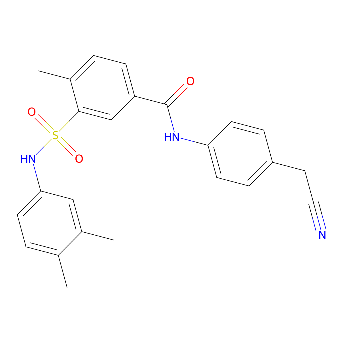 N-[4-(cyanomethyl)phenyl]-3-[(3,4-dimethylphenyl)sulfamoyl]-4-methylbenzamide molecular structure, CAS 832120-86-2