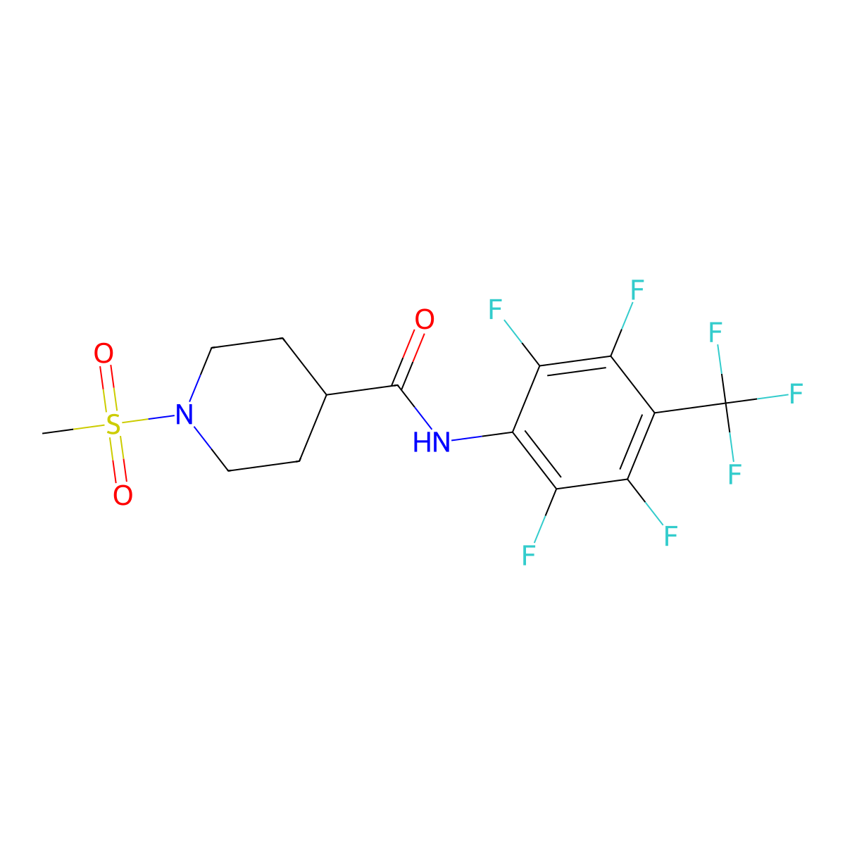 1-(methylsulfonyl)-N-[2,3,5,6-tetrafluoro-4-(trifluoromethyl)phenyl]piperidine-4-carboxamide molecular structure, CAS 832120-93-1