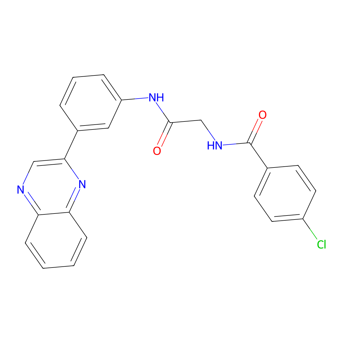 4-Chloro-N~1~-{2-oxo-2-[3-(2-quinoxalinyl)anilino]ethyl}benzamide molecular structure, CAS 832121-29-6