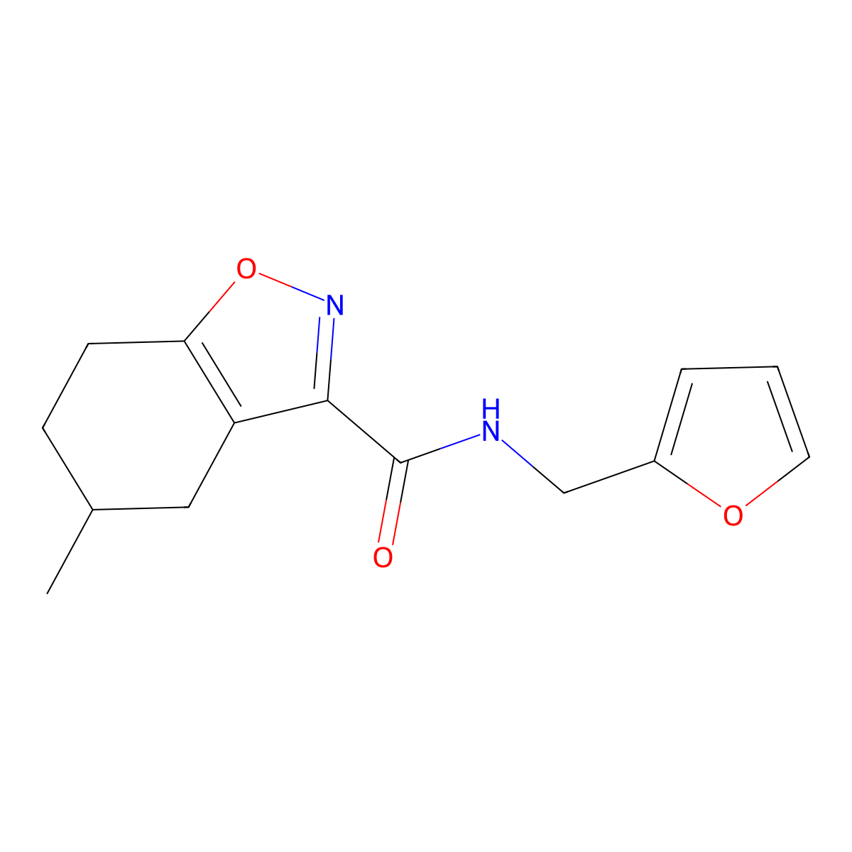 N-(furan-2-ylmethyl)-5-methyl-4,5,6,7-tetrahydro-1,2-benzoxazole-3-carboxamide molecular structure, CAS 832121-30-9