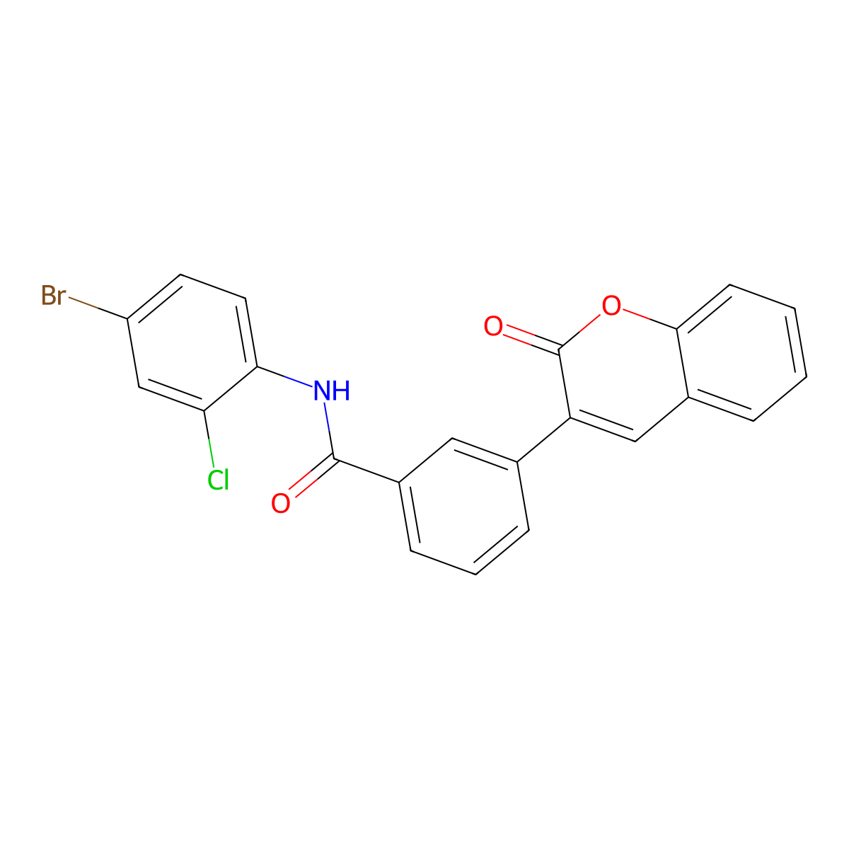 N-(4-bromo-2-chlorophenyl)-3-(2-oxochromen-3-yl)benzamide molecular structure, CAS 832121-33-2