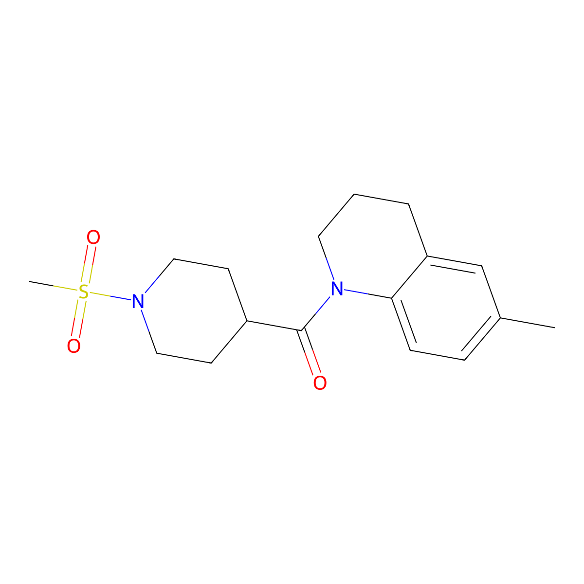 (6-methyl-3,4-dihydroquinolin-1(2H)-yl)[1-(methylsulfonyl)piperidin-4-yl]methanone molecular structure, CAS 832121-42-3