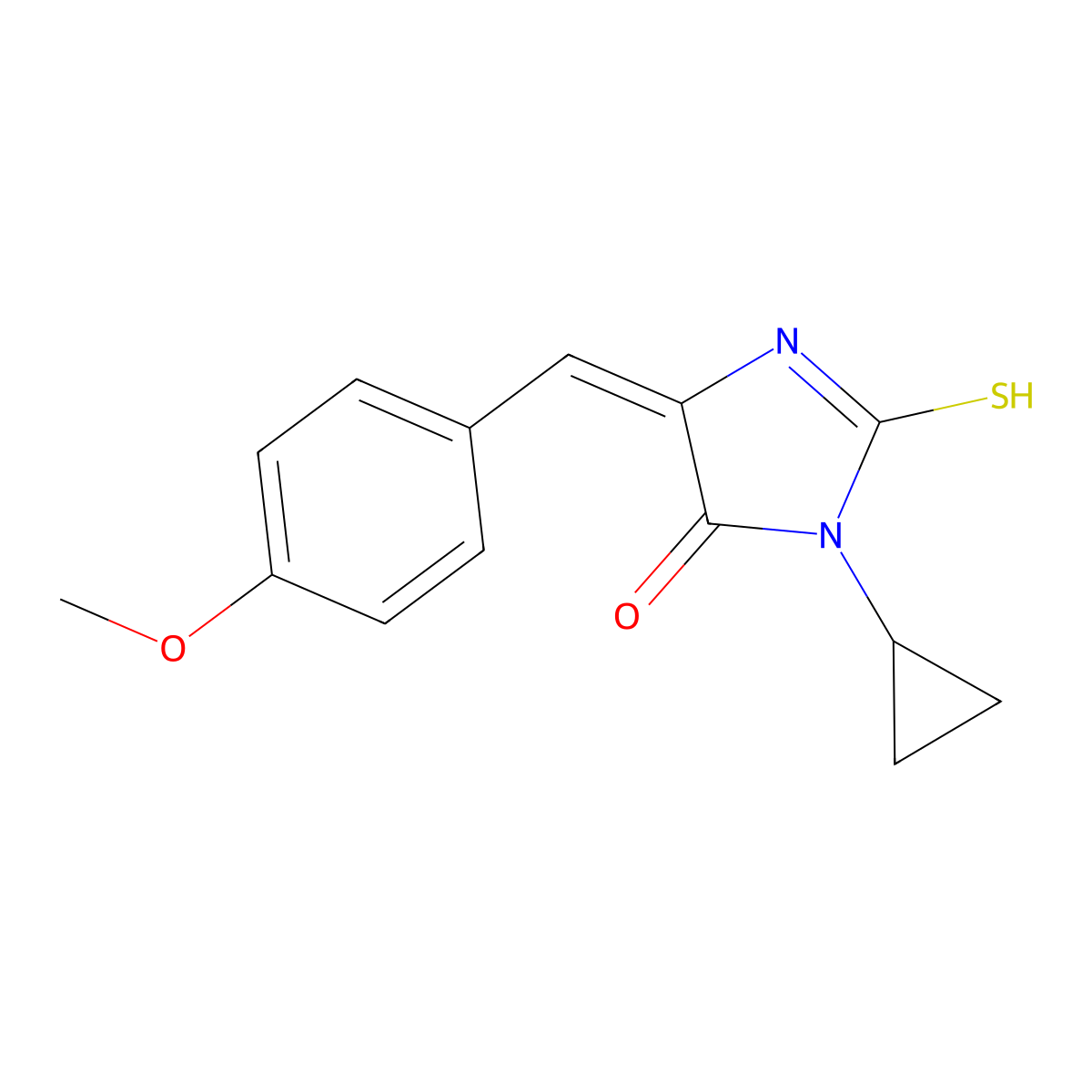 3-Cyclopropyl-5-[(4-methoxyphenyl)methylidene]-2-sulfanylideneimidazolidin-4-one molecular structure, CAS 832121-95-6