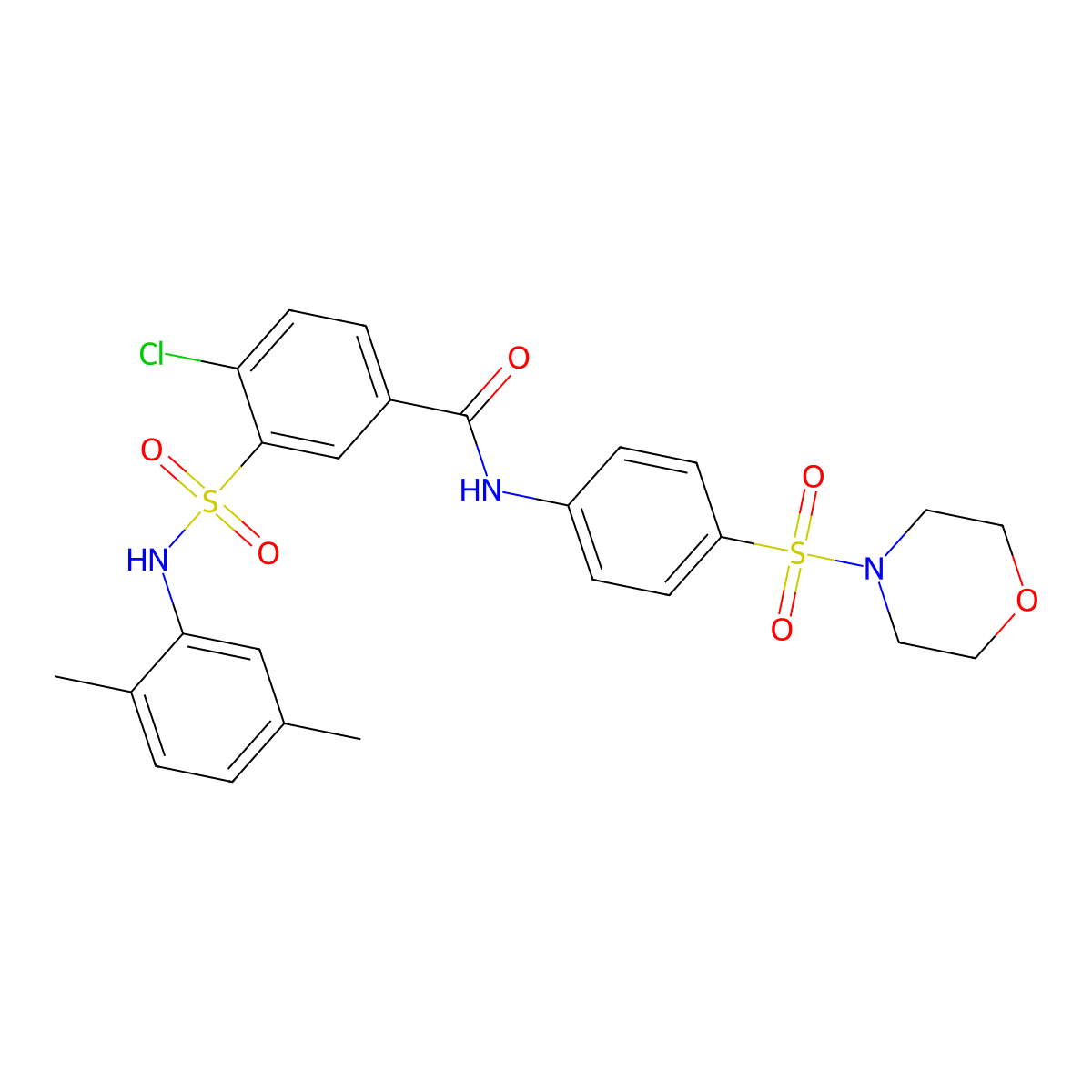 4-chloro-3-[(2,5-dimethylphenyl)sulfamoyl]-N-(4-morpholin-4-ylsulfonylphenyl)benzamide molecular structure, CAS 832122-00-6